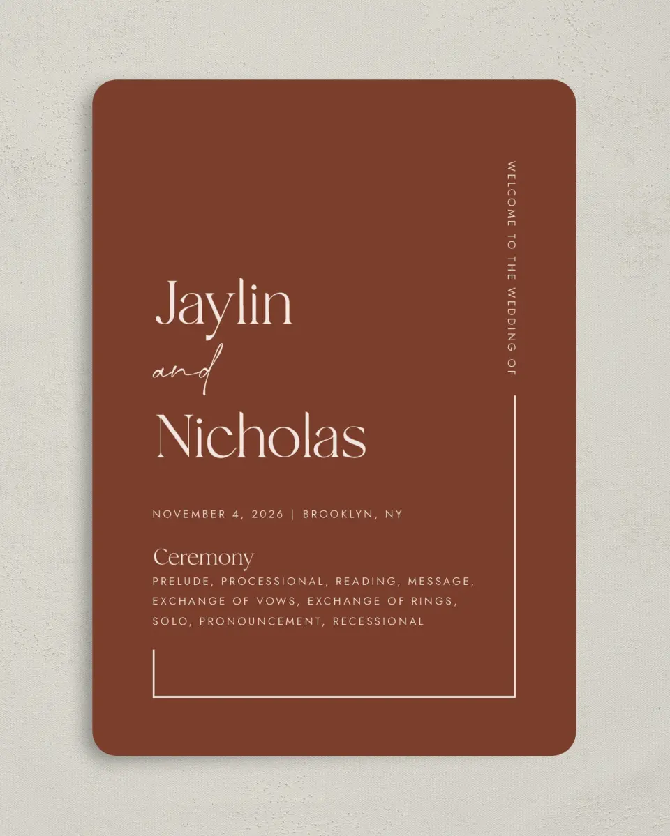 This is a 5" x 7" Wavy Wedding Program called The Jaylin printed in full color on Premium Smooth paper