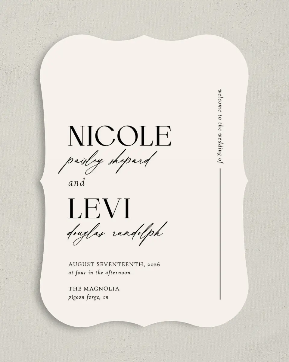 This is a 5" x 7" Wavy Wedding Program called The Nicole printed in full color on Premium Smooth paper