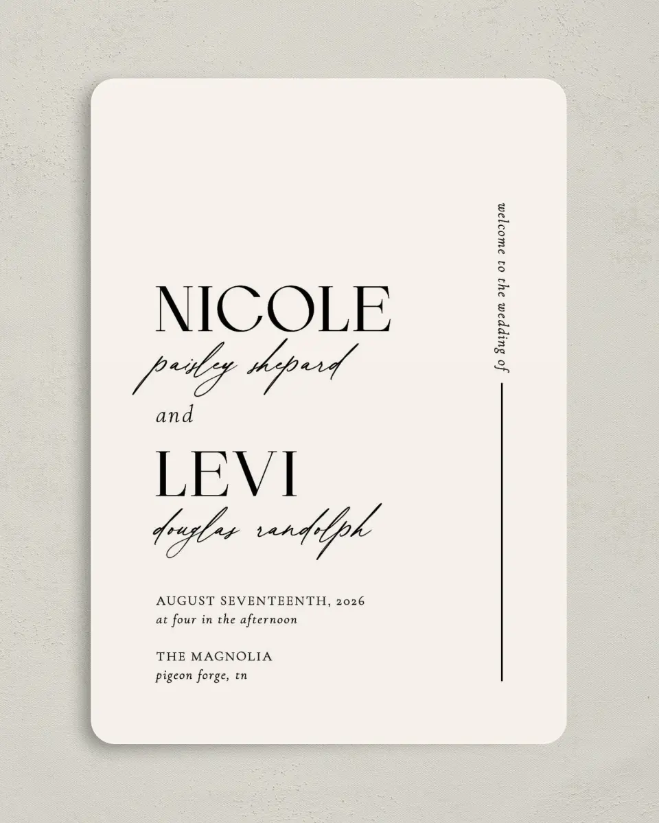 This is a 5" x 7" Wavy Wedding Program called The Nicole printed in full color on Premium Smooth paper