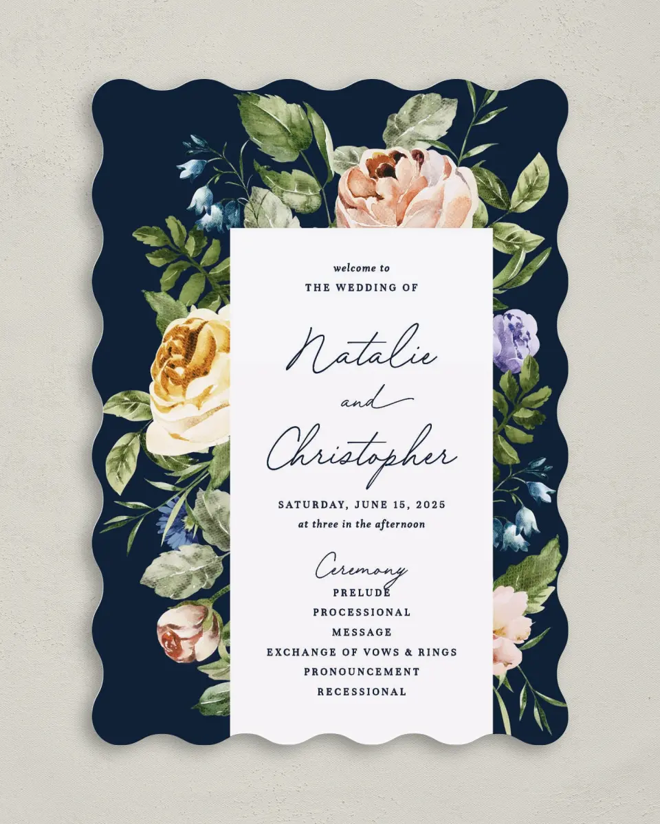 This is a 5" x 7" Wavy Wedding Program called The Natalie printed in full color on Premium Smooth paper