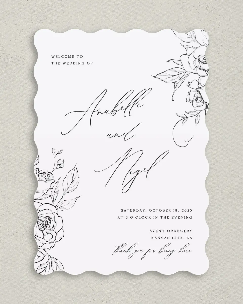 This is a 5" x 7" Wavy Wedding Program called The Anabelle printed in full color on Premium Smooth paper