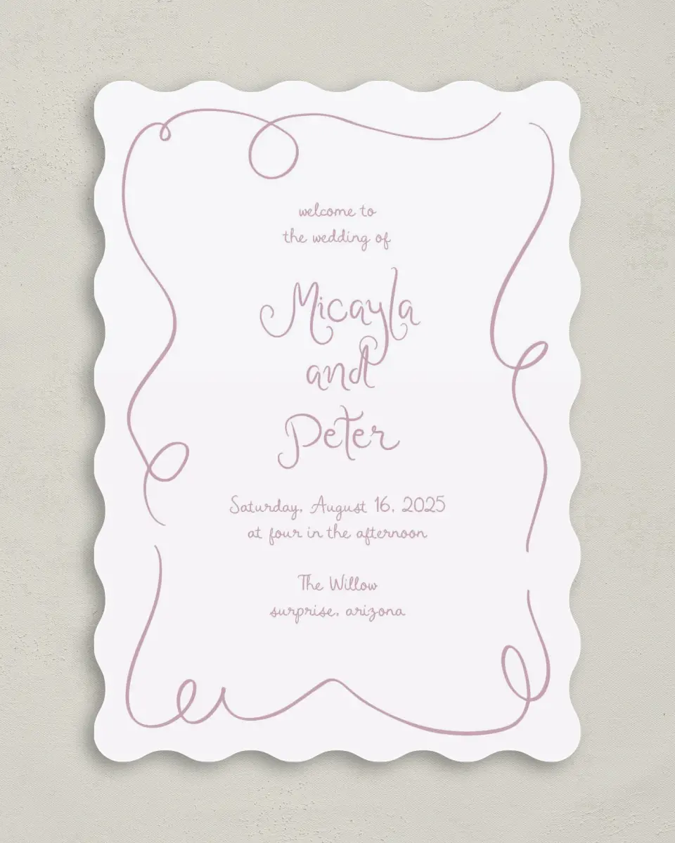 This is a 5" x 7" Wavy Wedding Program called The Micayla printed in full color on Premium Smooth paper