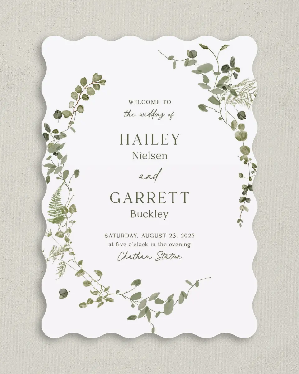 This is a 5" x 7" Wavy Wedding Program called The Hailey printed in full color on Premium Smooth paper