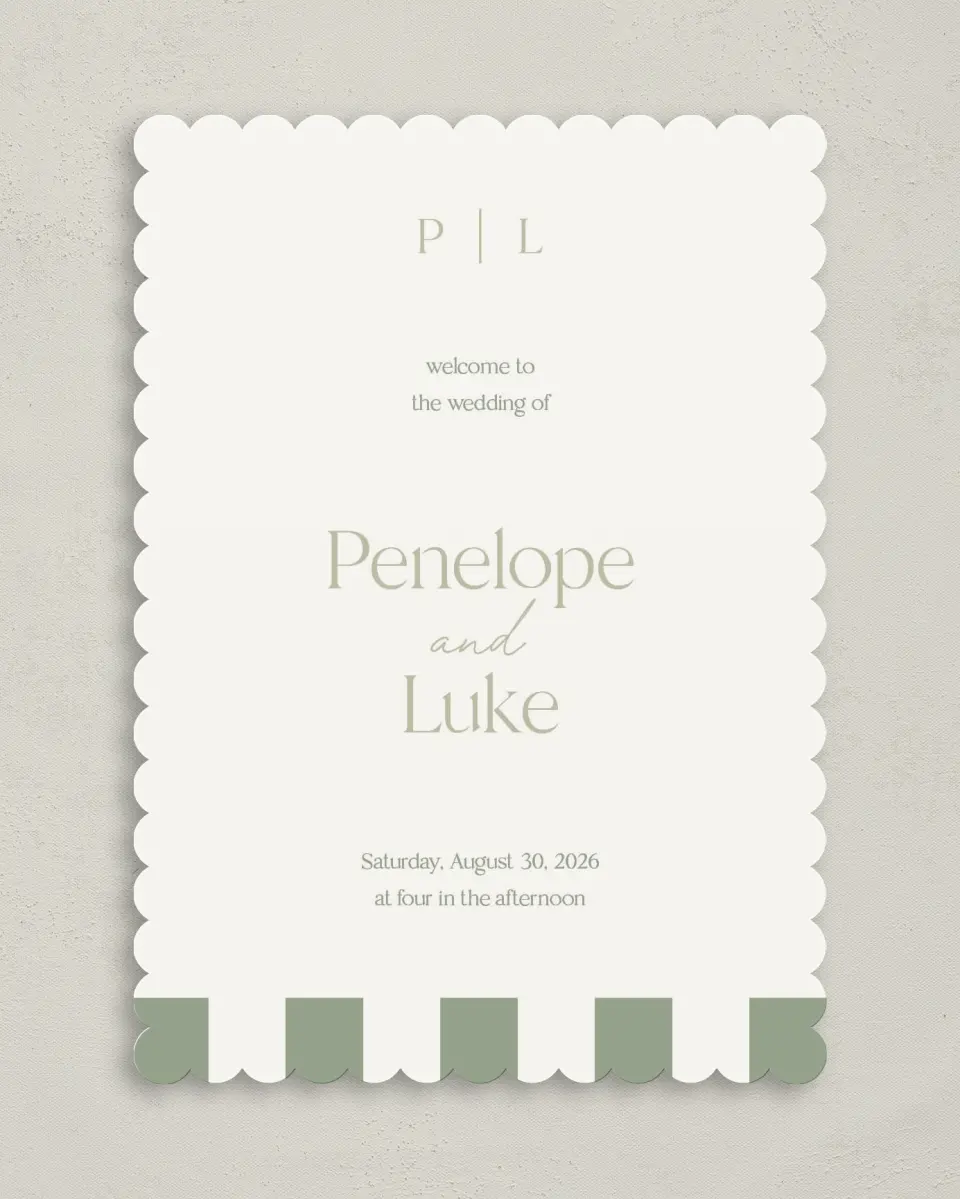 This is a 5" x 7" Wavy Wedding Program called The Penelope printed in full color on Premium Smooth paper