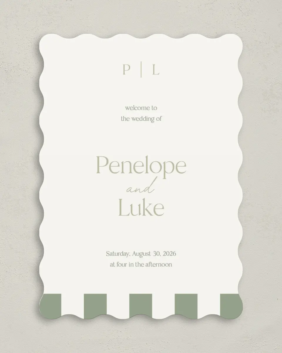 This is a 5" x 7" Wavy Wedding Program called The Penelope printed in full color on Premium Smooth paper