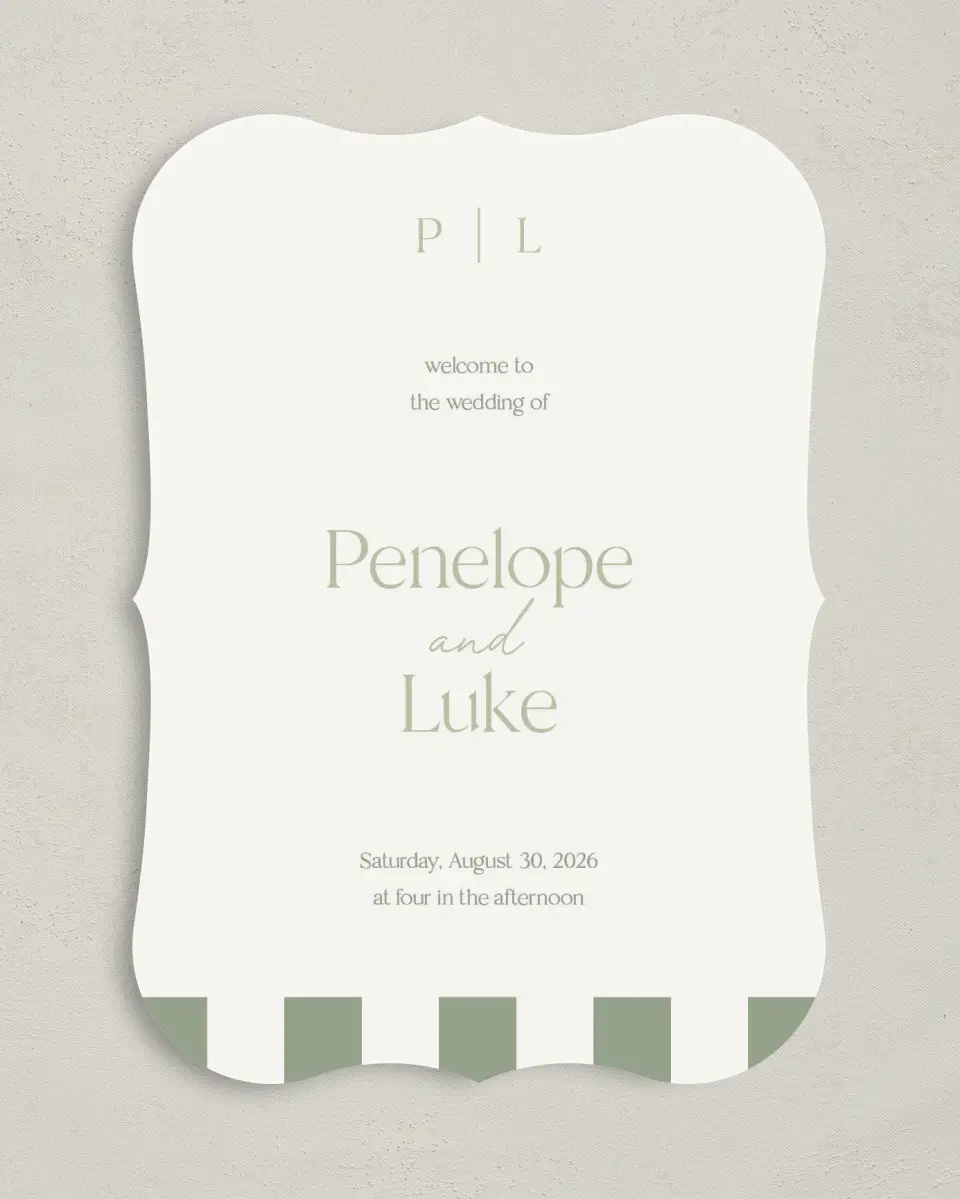 This is a 5" x 7" Wavy Wedding Program called The Penelope printed in full color on Premium Smooth paper