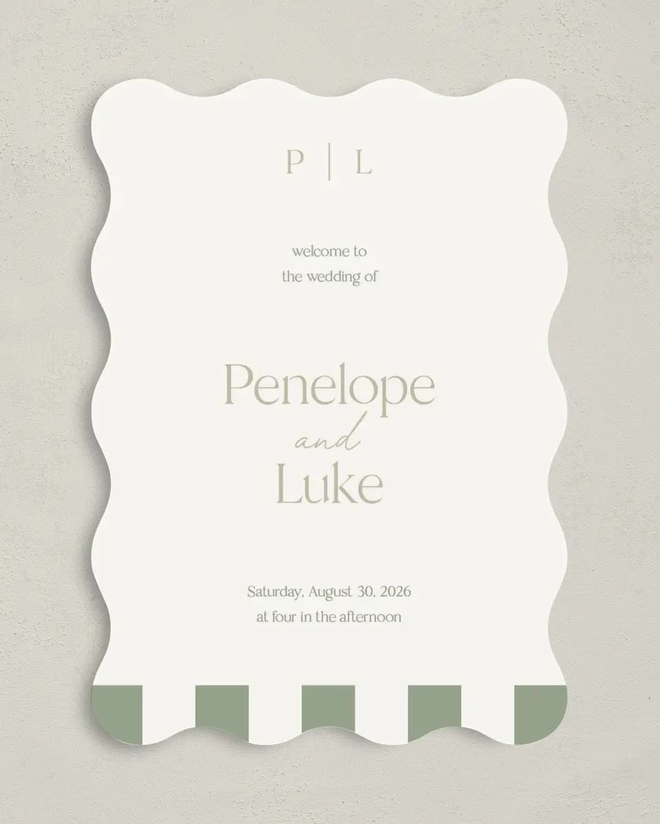 This is a 5" x 7" Wavy Wedding Program called The Penelope printed in full color on Premium Smooth paper