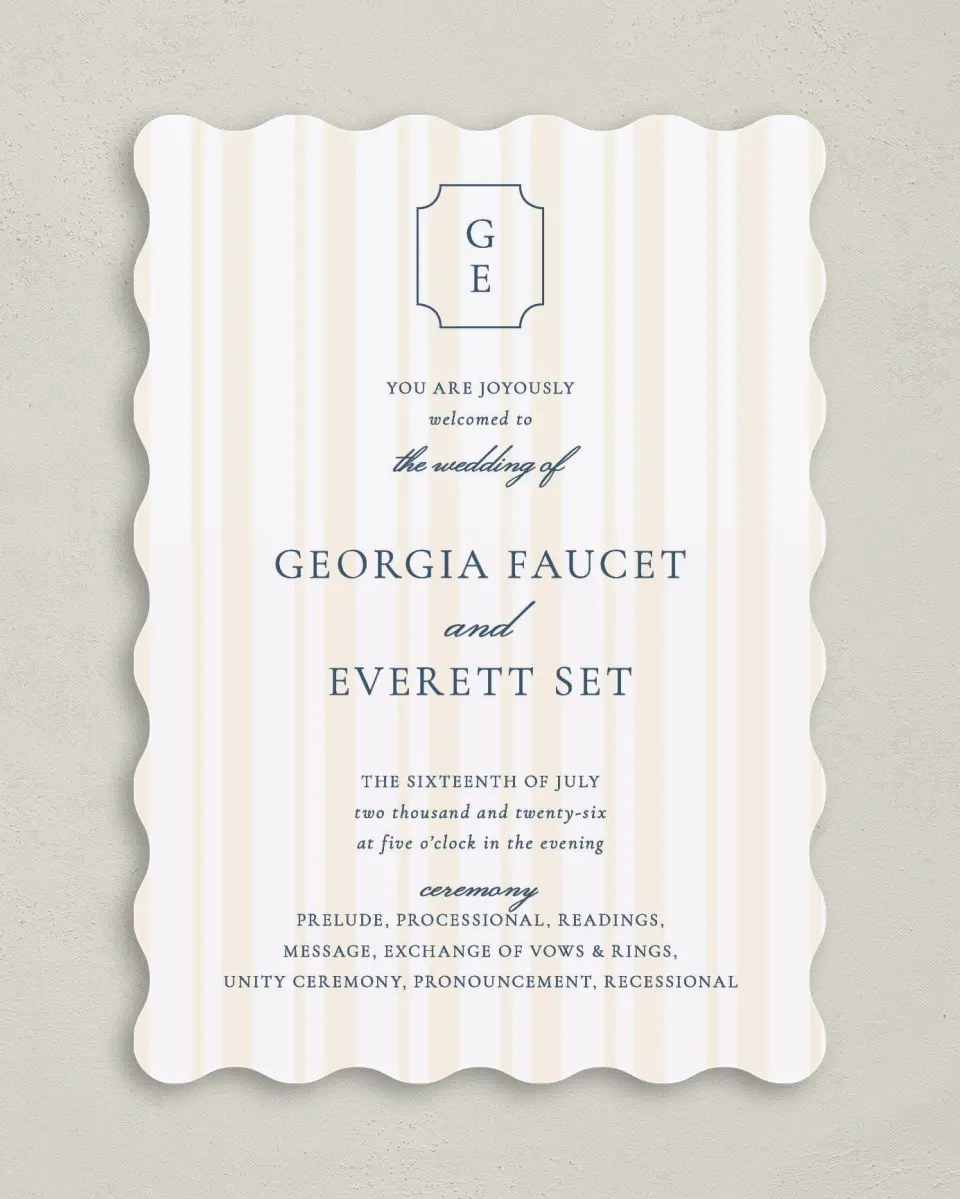 This is a 5" x 7" Wavy Wedding Program called The Georgia printed in full color on Premium Smooth paper