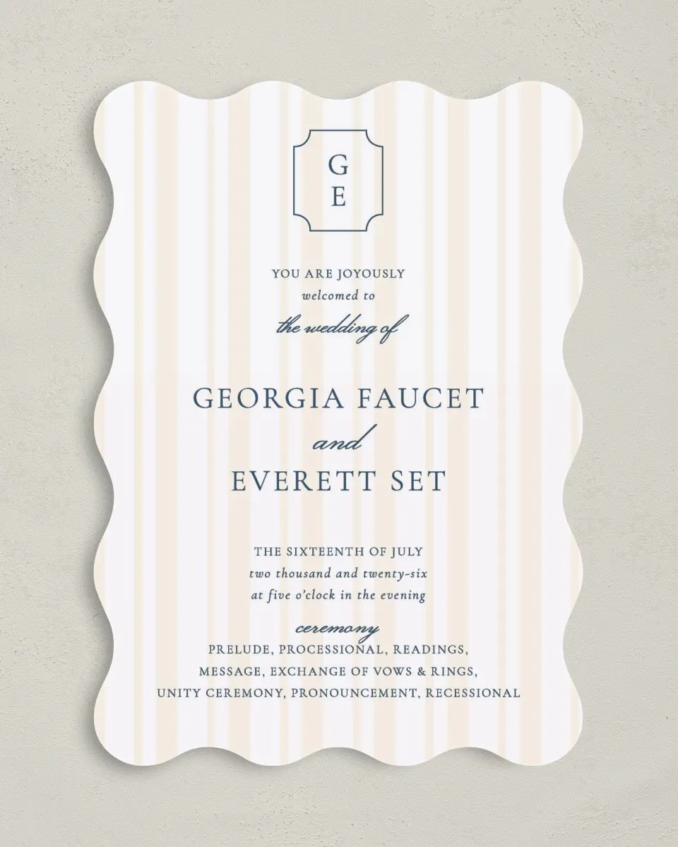 This is a 5" x 7" Wavy Wedding Program called The Georgia printed in full color on Premium Smooth paper