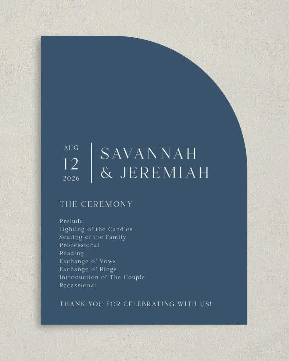 This is a 5" x 7" Tea-length Wedding Program called The Savannah printed in full color on Premium Smooth paper