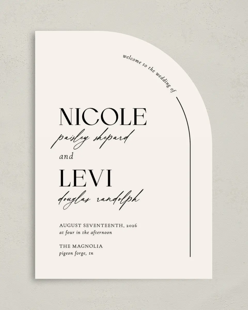 This is a 5" x 7" Tea-length Wedding Program called The Nicole printed in full color on Premium Smooth paper