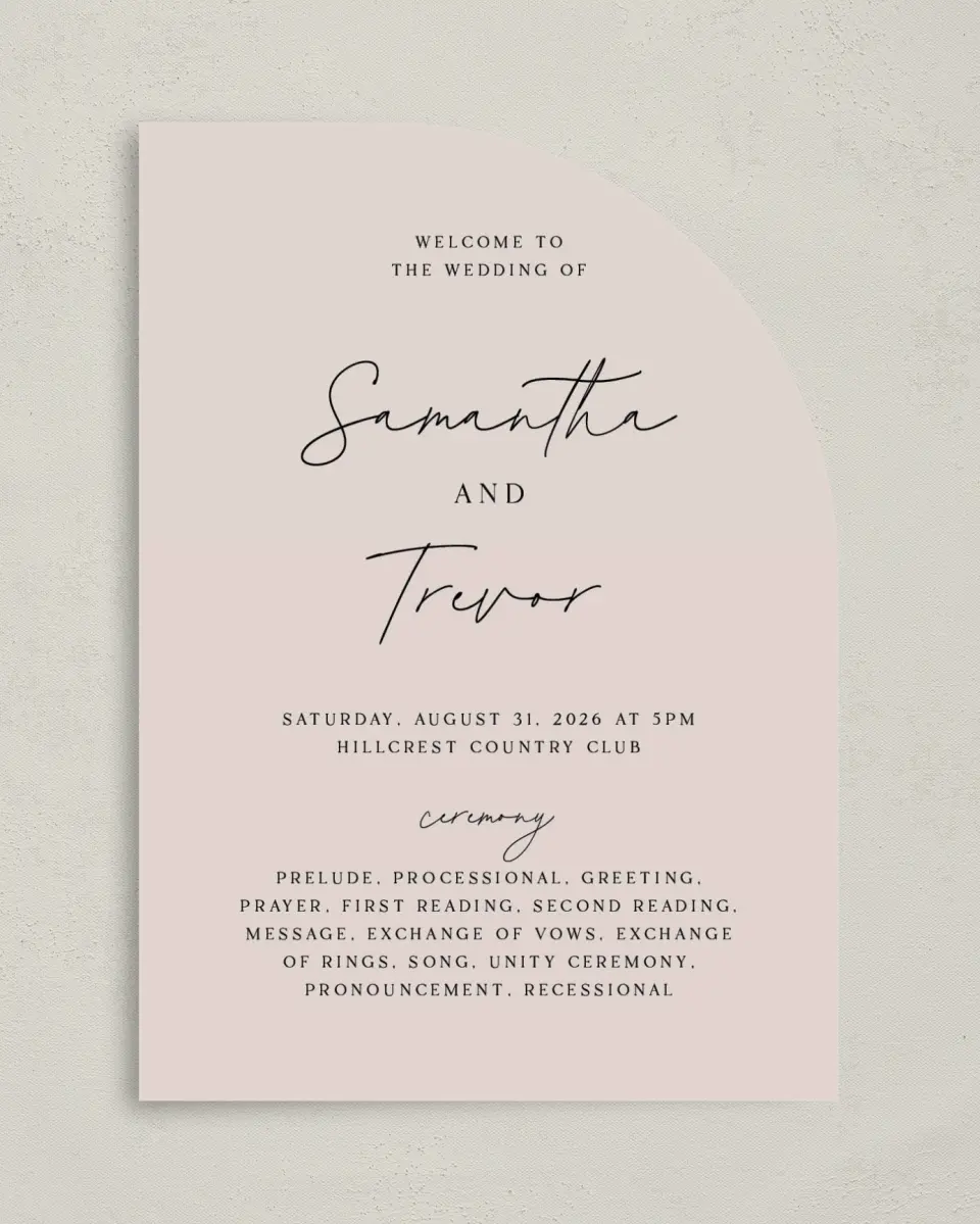 This is a 5" x 7" Tea-length Wedding Program called The Samantha printed in full color on Premium Smooth paper