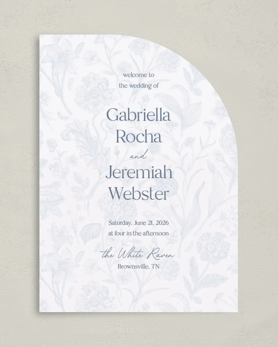 This is a 5" x 7" Tea-length Wedding Program called The Gabriella printed in full color on Premium Smooth paper