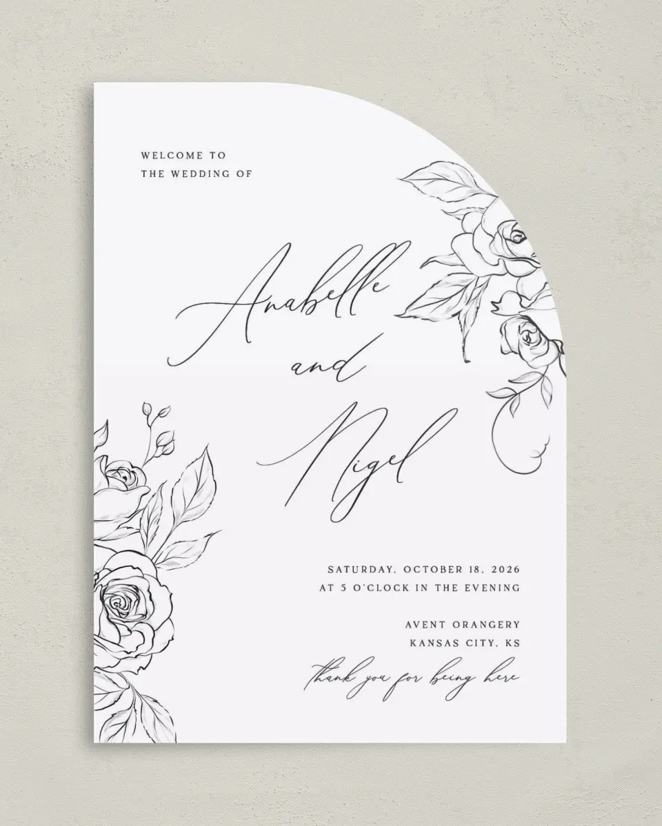 This is a 5" x 7" Tea-length Wedding Program called The Anabelle printed in full color on Premium Smooth paper
