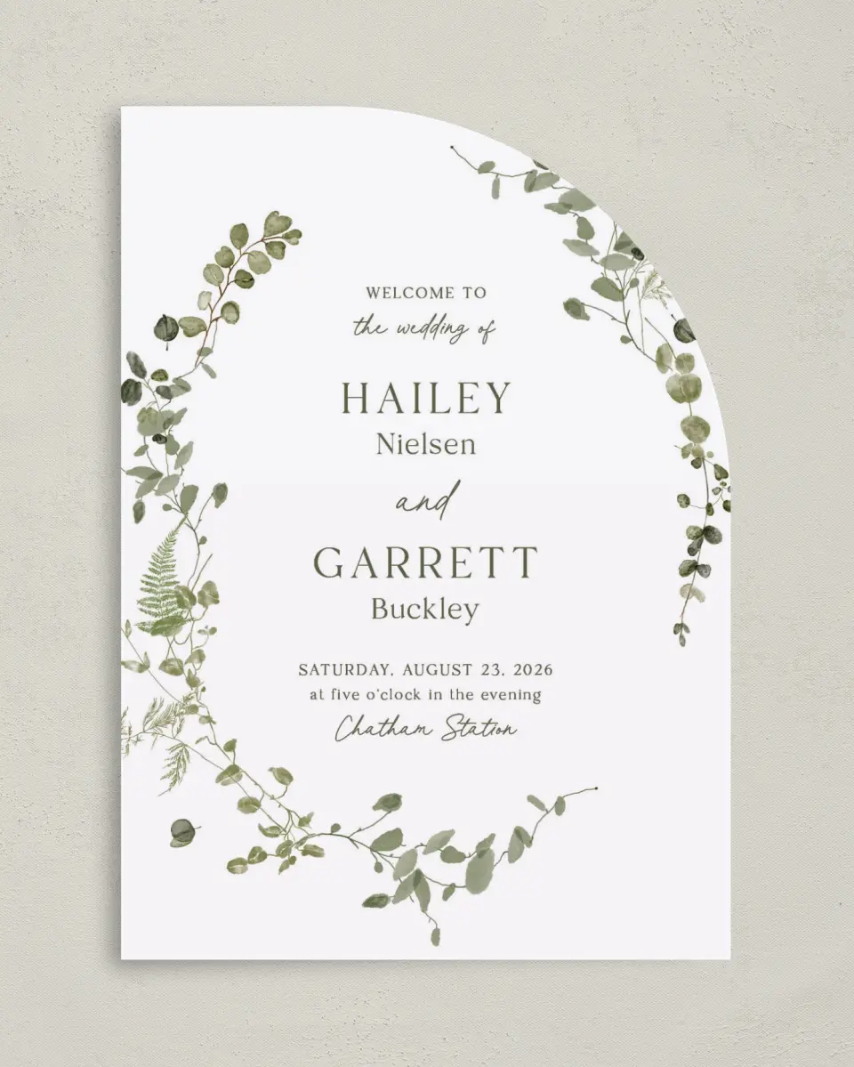 This is a 5" x 7" Tea-length Wedding Program called The Hailey printed in full color on Premium Smooth paper