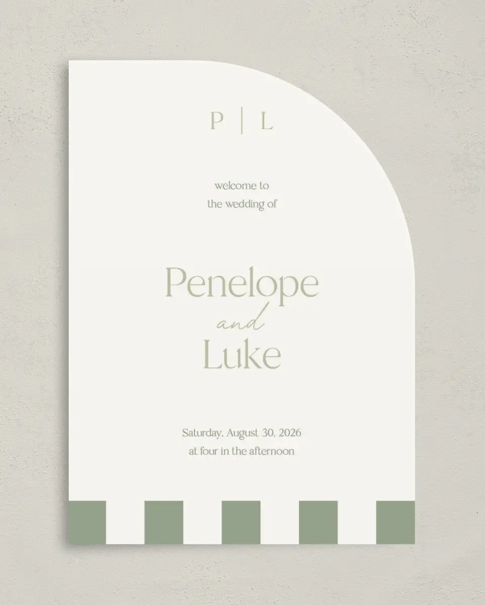This is a 5" x 7" Tea-length Wedding Program called The Penelope printed in full color on Premium Smooth paper