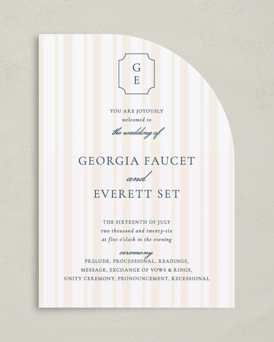 This is a 5" x 7" Tea-length Wedding Program called The Georgia printed in full color on Premium Smooth paper