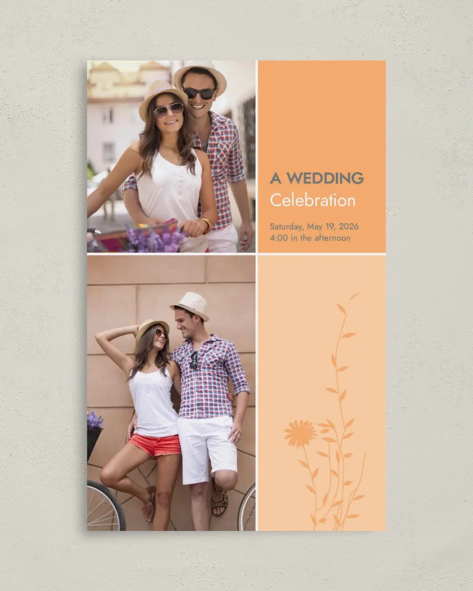 This is a 5" x 7⅞" Folded Half-fold Wedding Program called Field of Love printed in full color on Premium Smooth paper