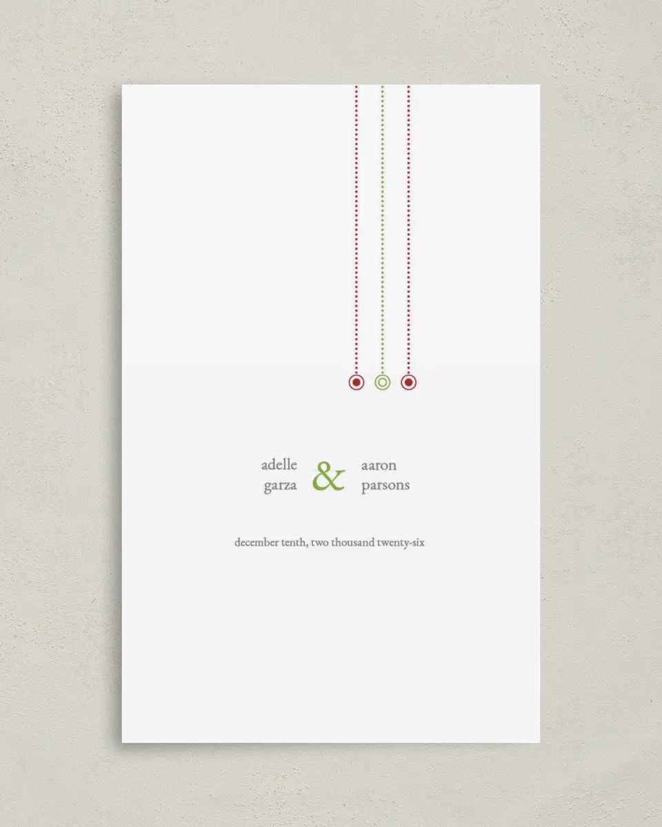 This is a 5" x 7⅞" Folded Half-fold Wedding Program called Ornament Stripe printed in full color on Premium Smooth paper