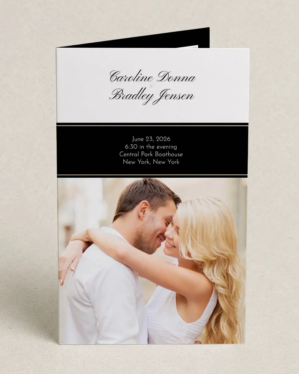 This is a 5" x 7⅞" Folded Half-fold Wedding Program called Vision of Love printed in full color on Premium Smooth paper