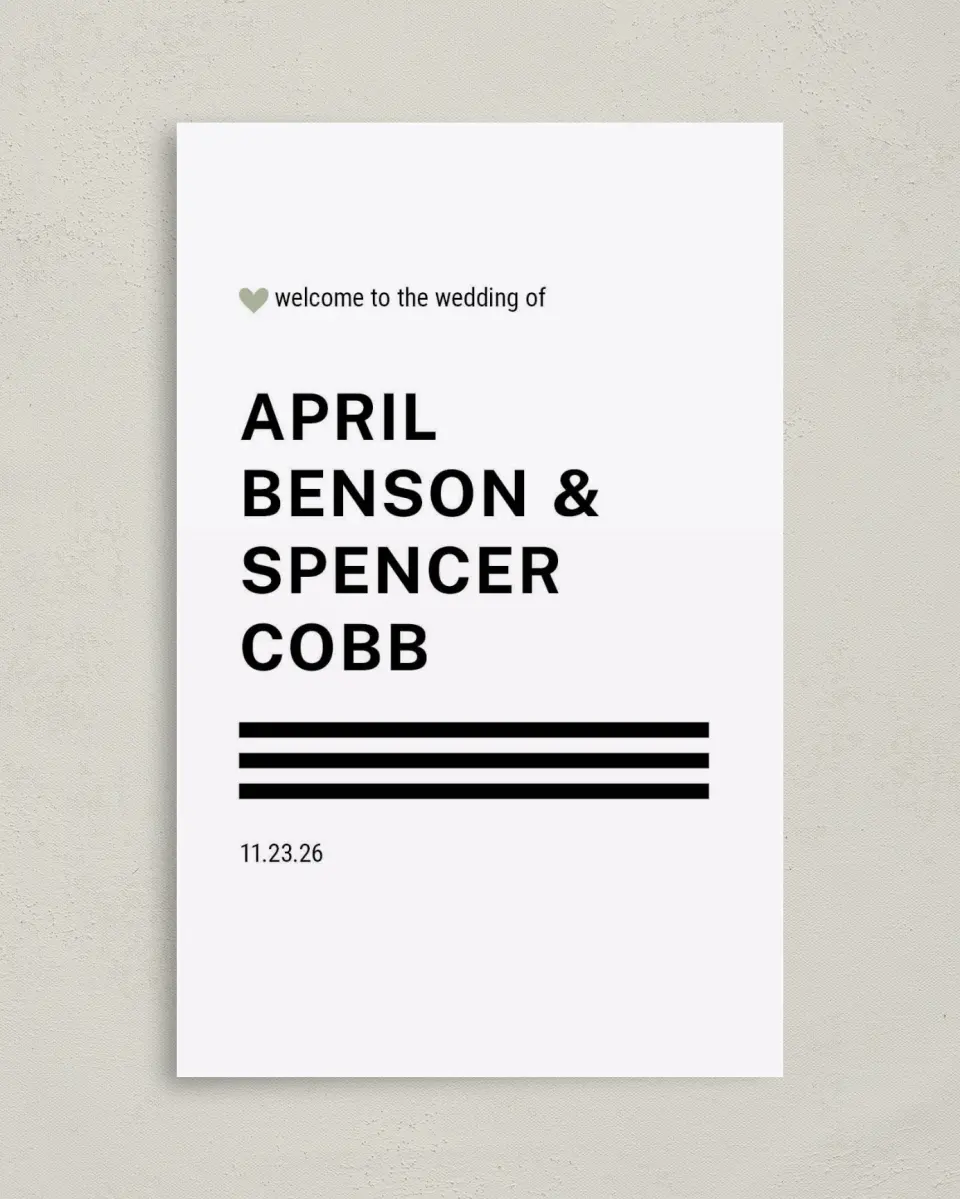 This is a 5" x 7⅞" Folded Half-fold Wedding Program called Modern Typography printed in full color with Gold foil on Luxe Satin (coated) paper