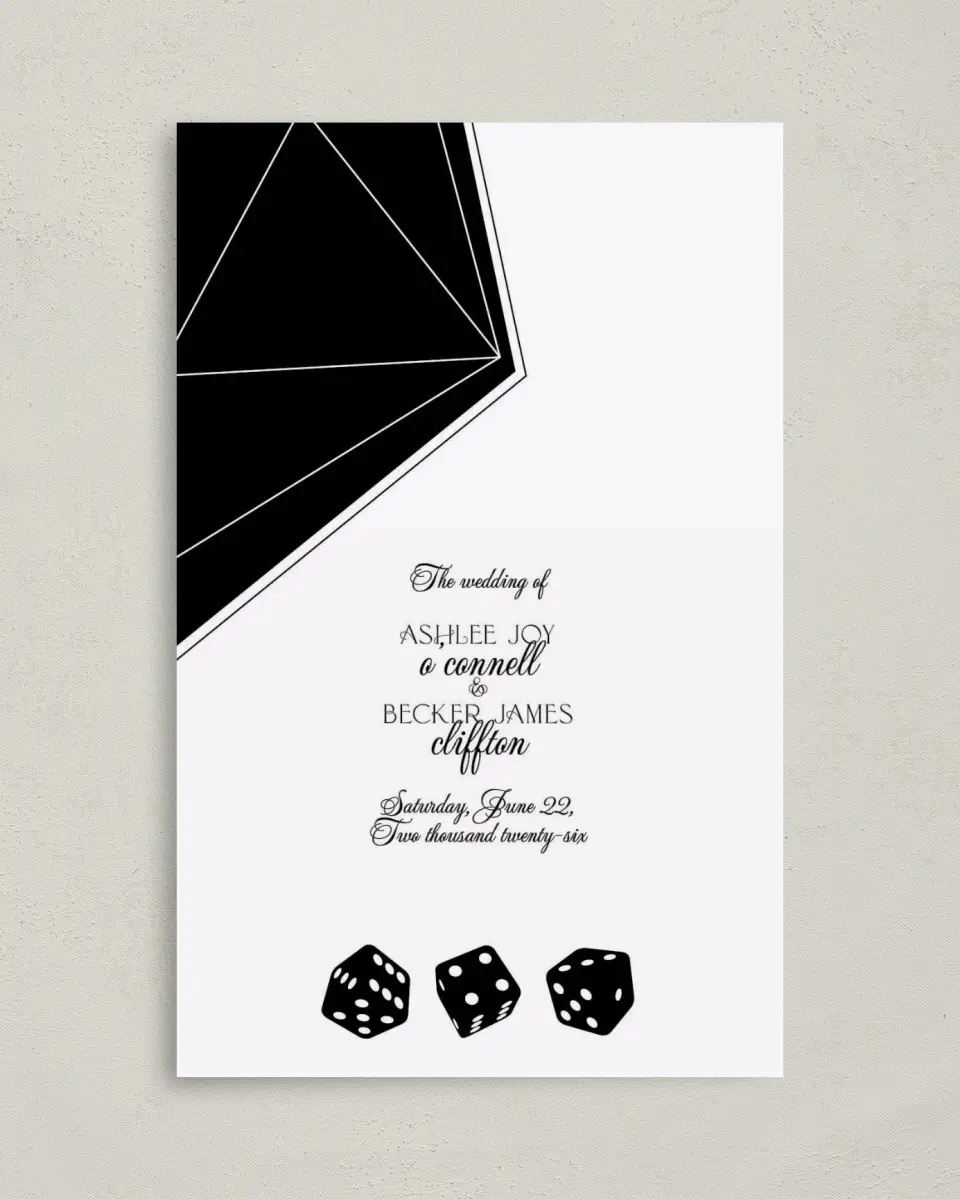 This is a 5" x 7⅞" Folded Half-fold Wedding Program called Upscale Vegas printed in full color on Premium Smooth paper