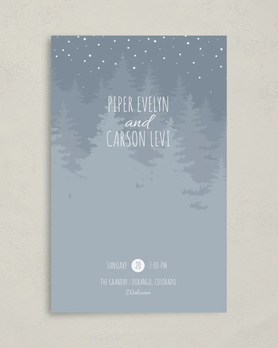 This is a 5" x 7⅞" Folded Half-fold Wedding Program called Woodland Wishes printed in full color on Premium Smooth paper