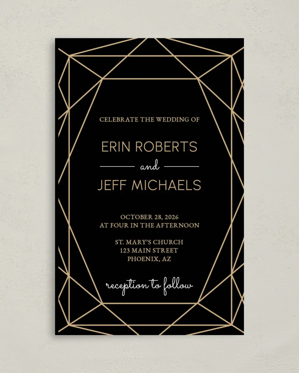 This is a 5" x 7⅞" Folded Half-fold Wedding Program called Luxe Gem printed in full color on Premium Smooth paper
