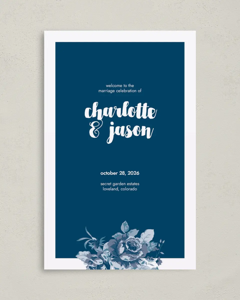 This is a 5" x 7⅞" Folded Half-fold Wedding Program called Winsome Bouquet printed in full color on Premium Smooth paper