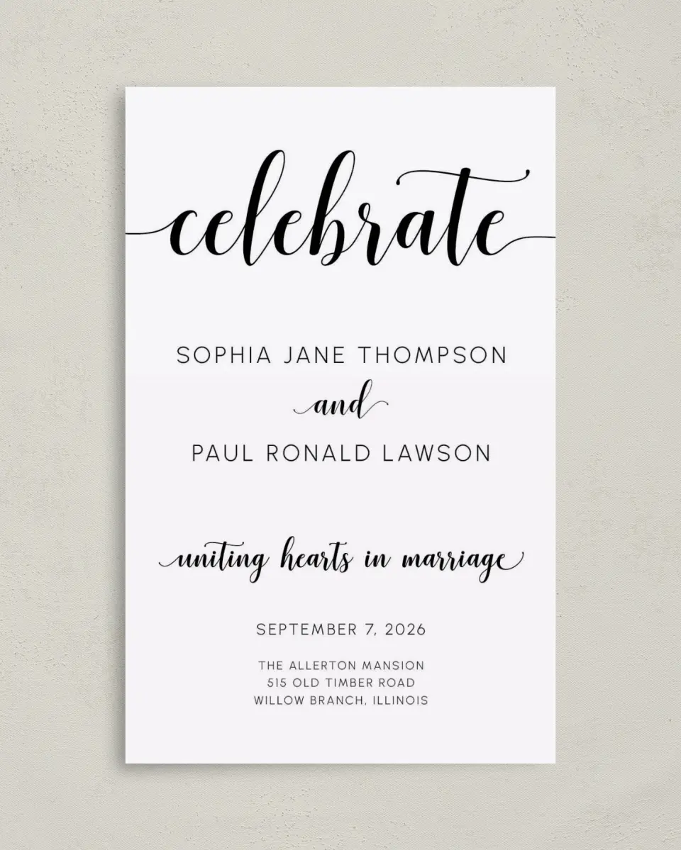 This is a 5" x 7⅞" Folded Half-fold Wedding Program called True Celebration printed in full color on Premium Smooth paper