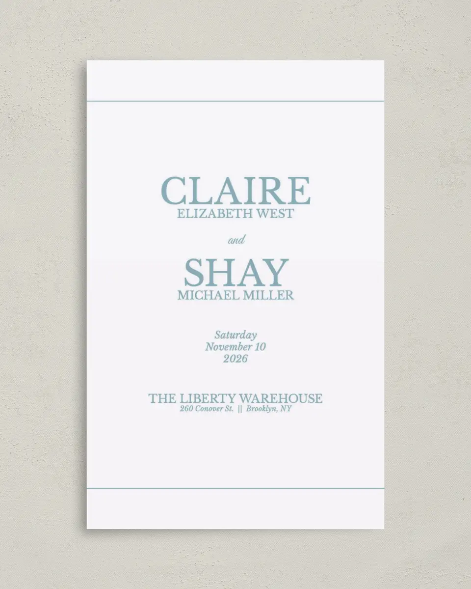 This is a 5" x 7⅞" Folded Half-fold Wedding Program called Blissful Marble printed in full color on Premium Smooth paper