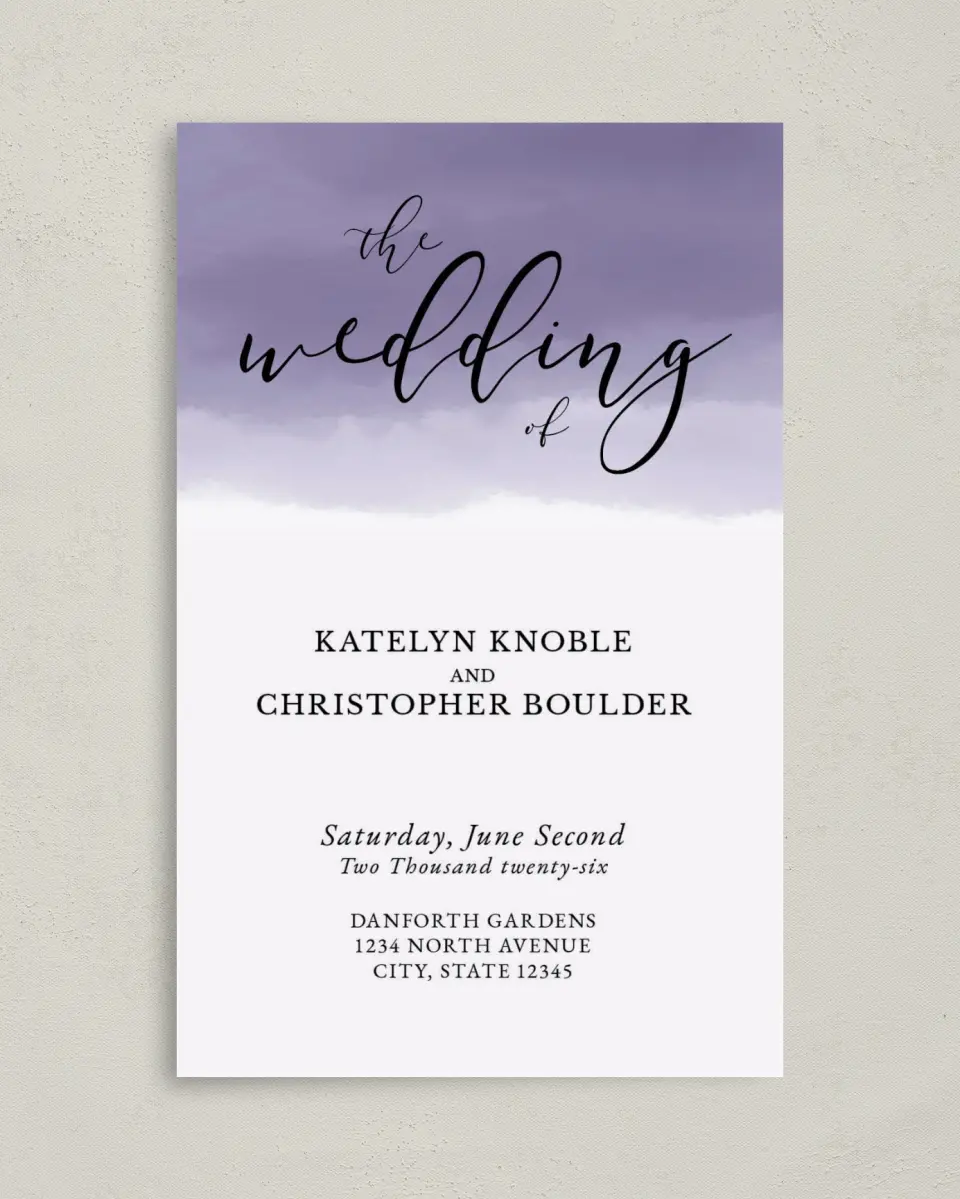 This is a 5" x 7⅞" Folded Half-fold Wedding Program called Luminous Ombre printed in full color on Premium Smooth paper