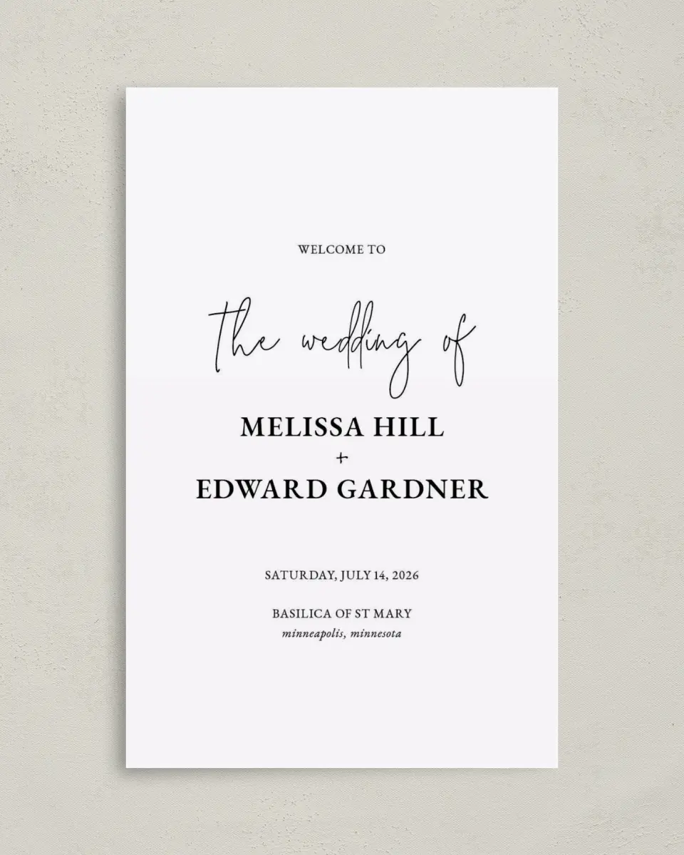 This is a 5" x 7⅞" Folded Half-fold Wedding Program called Sensibly Simple printed in full color on Premium Smooth paper