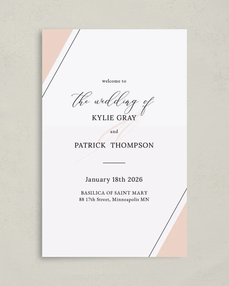 This is a 5" x 7⅞" Folded Half-fold Wedding Program called Love Sweet Love printed in full color on Premium Smooth paper