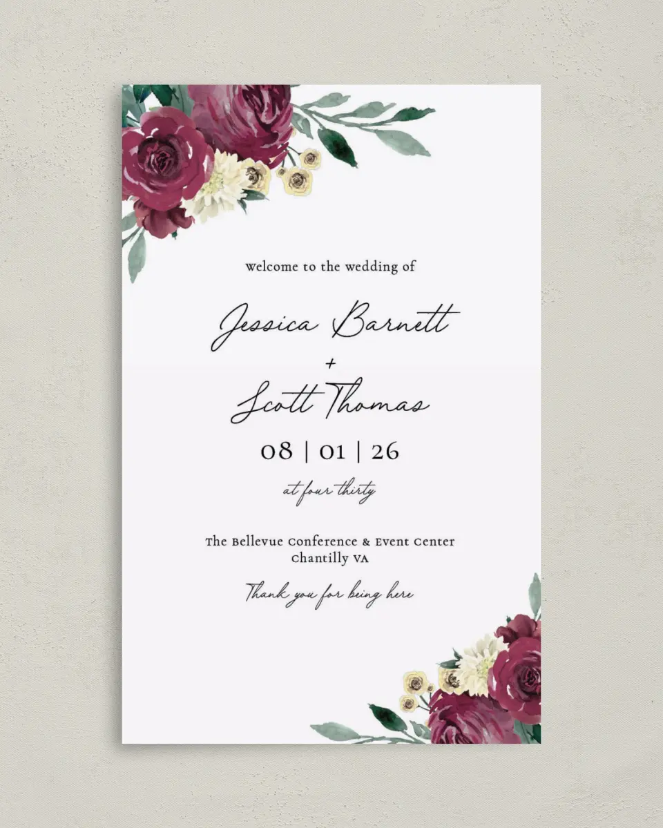 This is a 5" x 7⅞" Folded Half-fold Wedding Program called Floral Touch printed in full color on Premium Smooth paper