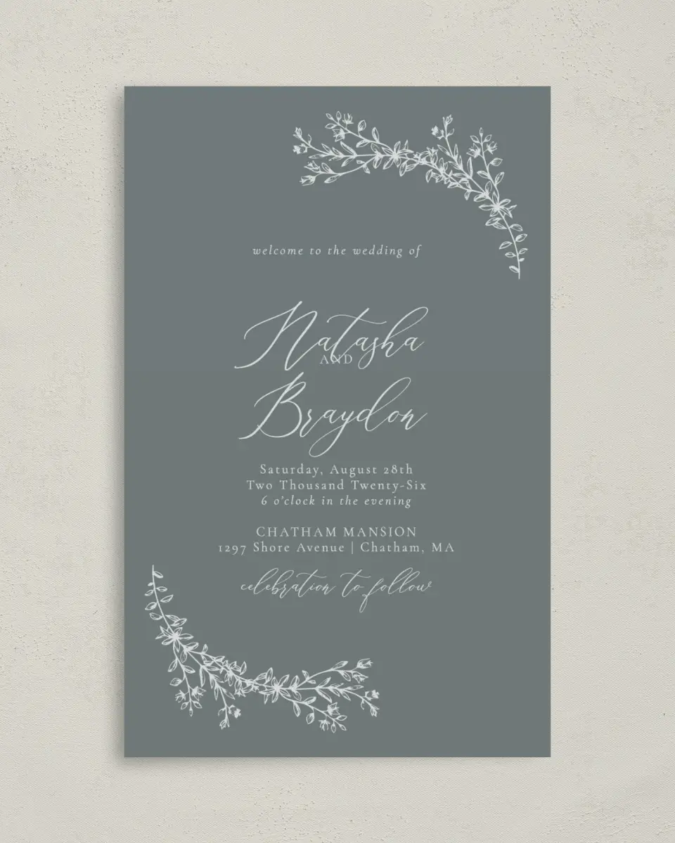 This is a 5" x 7⅞" Folded Half-fold Wedding Program called Timeless Order printed in full color on Premium Smooth paper