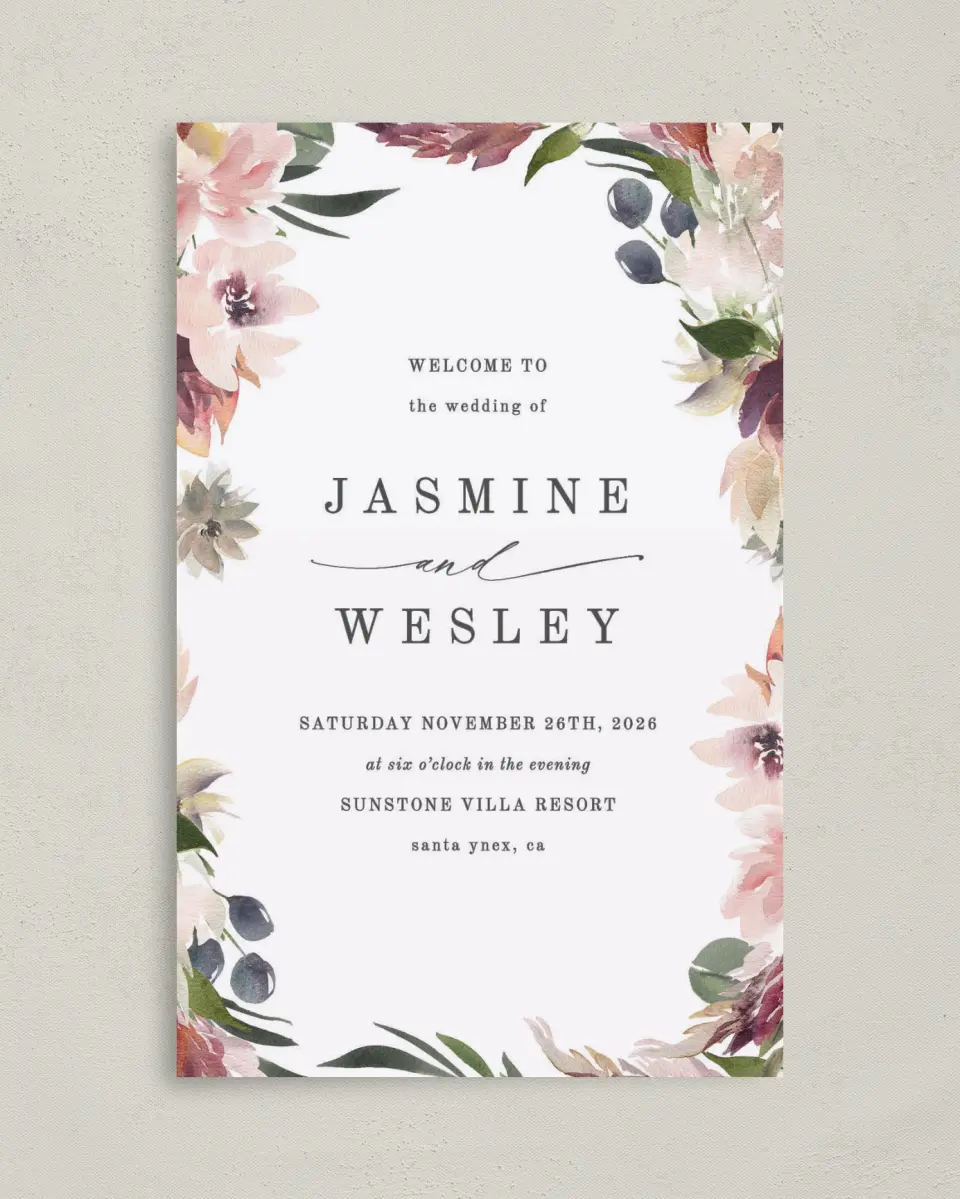 This is a 5" x 7⅞" Folded Half-fold Wedding Program called Natural Floral printed in full color on Premium Smooth paper