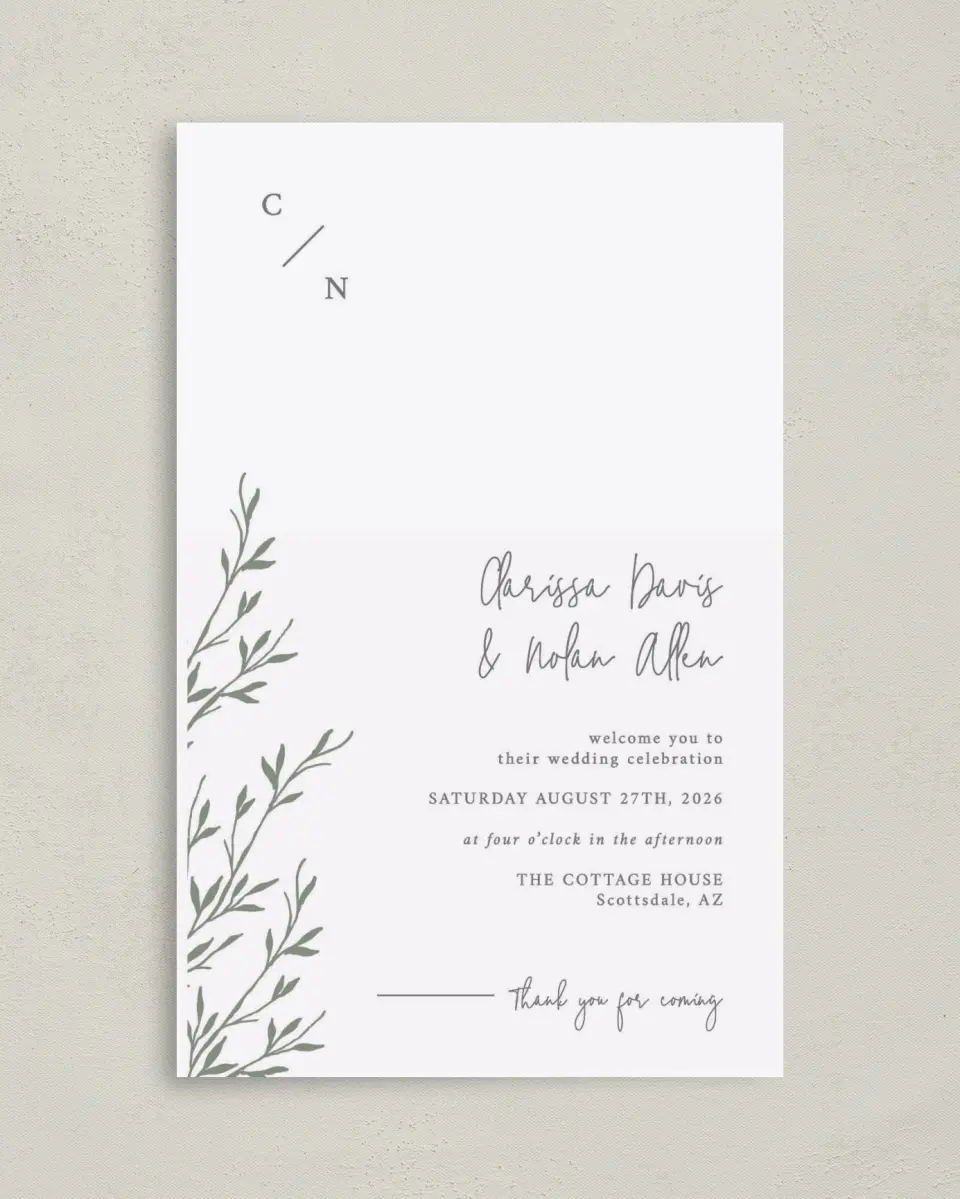 This is a 5" x 7⅞" Folded Half-fold Wedding Program called Bright Greens printed in full color on Premium Smooth paper