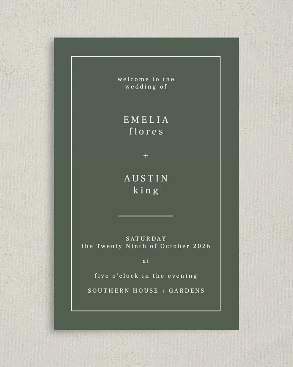 This is a 5" x 7⅞" Folded Half-fold Wedding Program called Magnificent Margin printed in full color on Premium Smooth paper