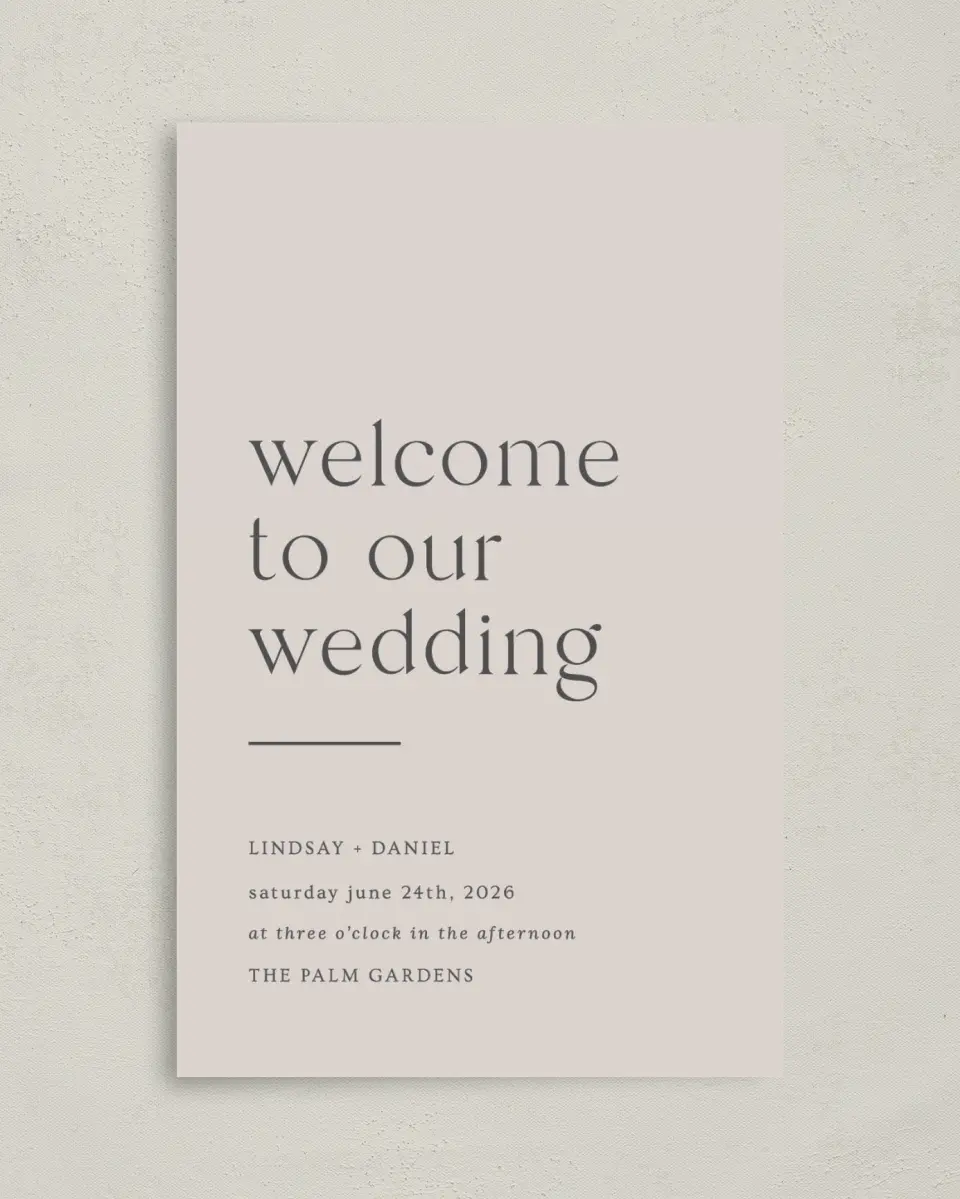 This is a 5" x 7⅞" Folded Half-fold Wedding Program called Simple Gathering printed in full color with Rose Gold foil on Luxe Satin (coated) paper