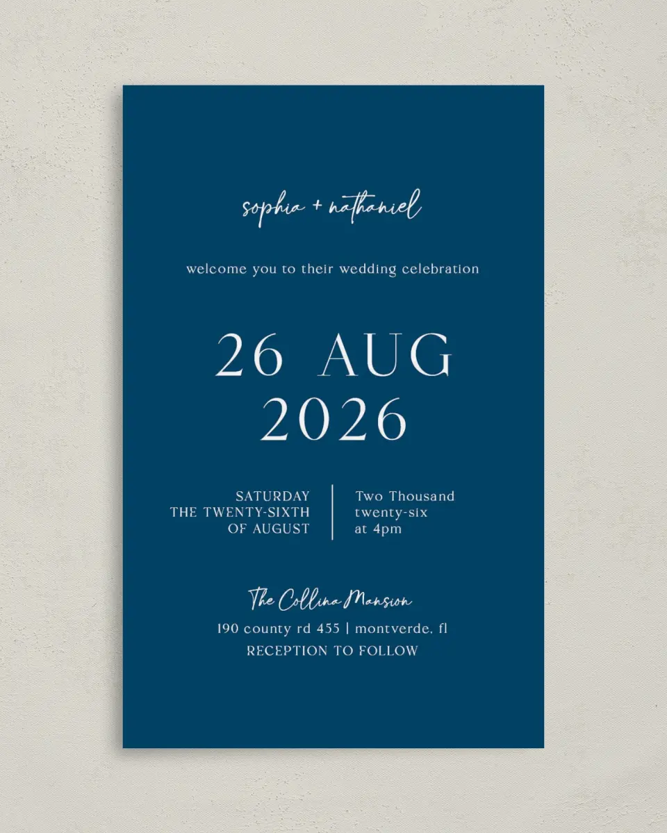 This is a 5" x 7⅞" Folded Half-fold Wedding Program called The Sophia printed in full color on Premium Smooth paper