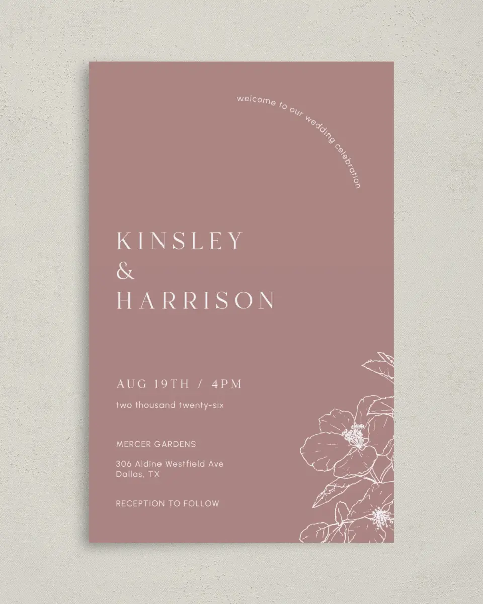 This is a 5" x 7⅞" Folded Half-fold Wedding Program called The Kinsley printed in full color on Premium Smooth paper