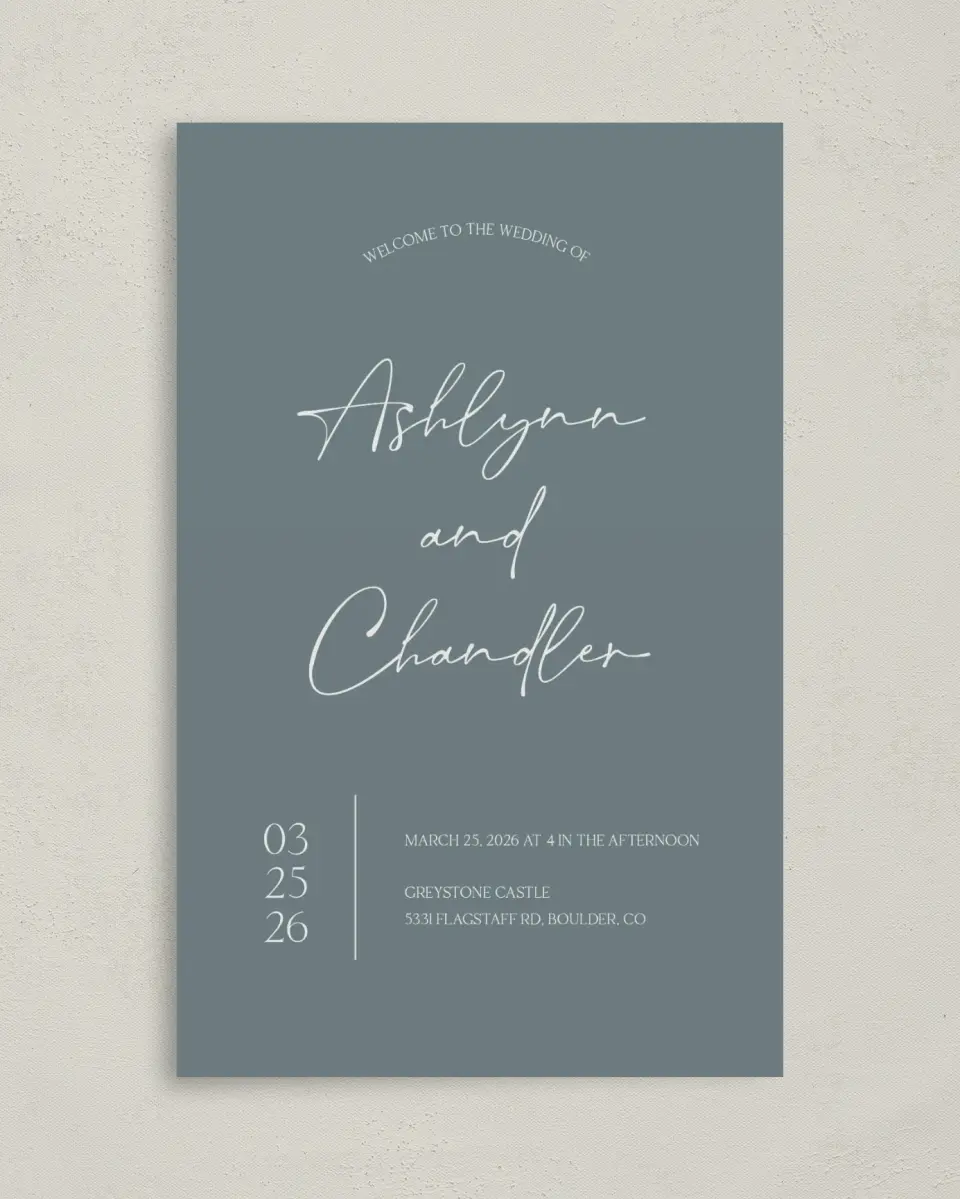 This is a 5" x 7⅞" Folded Half-fold Wedding Program called The Ashlynn printed in full color on Premium Smooth paper