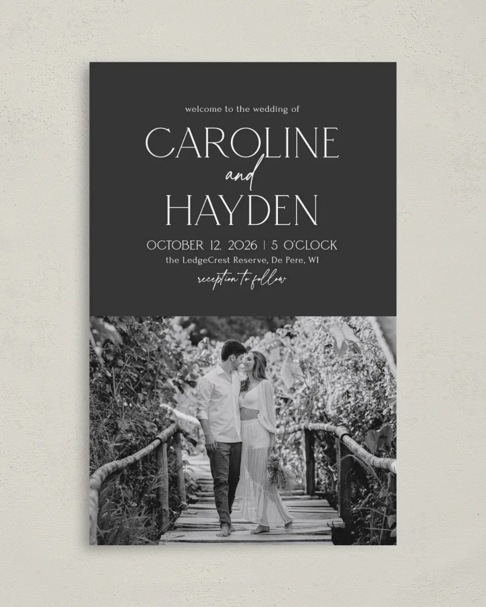 This is a 5" x 7⅞" Folded Half-fold Wedding Program called The Caroline printed in full color on Premium Smooth paper