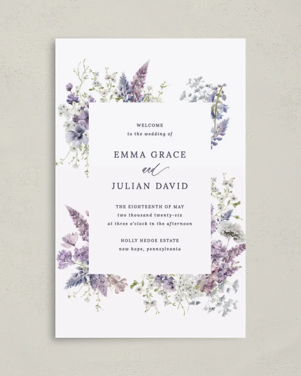 This is a 5" x 7⅞" Folded Half-fold Wedding Program called Euphoric Frame printed in full color on Premium Smooth paper