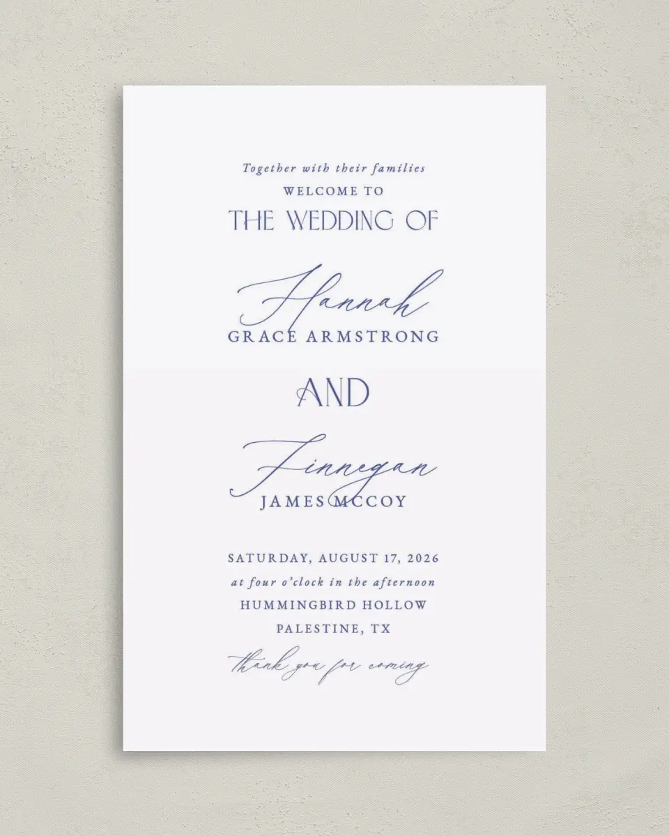 This is a 5" x 7⅞" Folded Half-fold Wedding Program called Modern Chinoiserie printed in full color on Premium Smooth paper