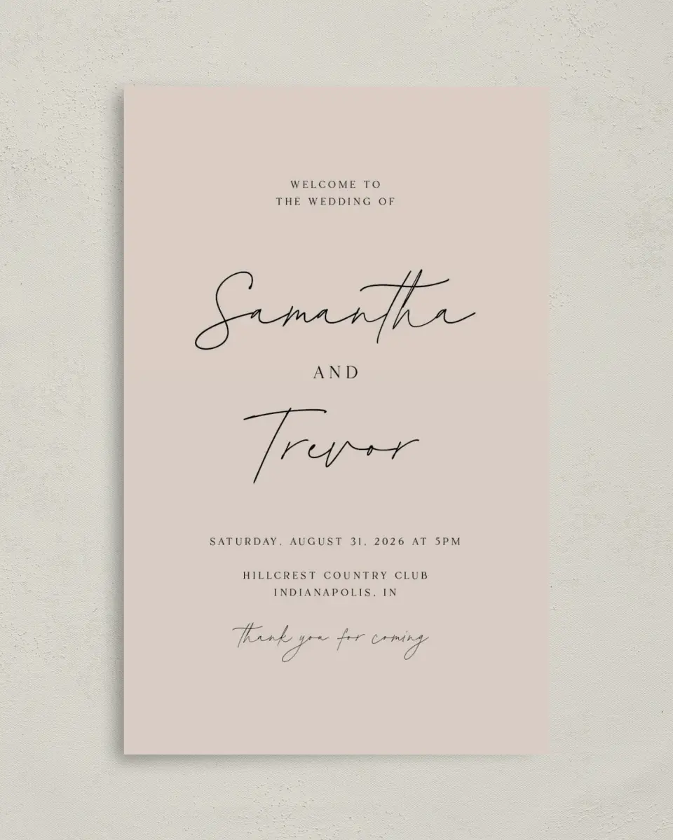 This is a 5" x 7⅞" Folded Half-fold Wedding Program called The Samantha printed in full color on Premium Smooth paper