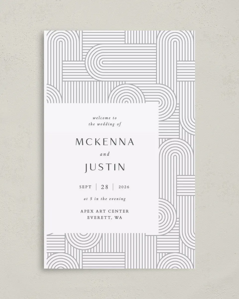 This is a 5" x 7⅞" Folded Half-fold Wedding Program called Geometric Elegance printed in full color on Premium Smooth paper