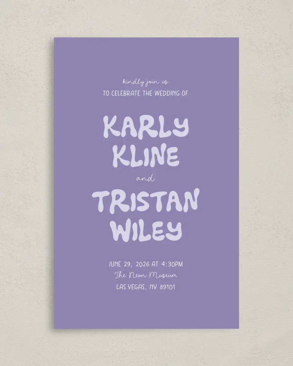 This is a 5" x 7⅞" Folded Half-fold Wedding Program called The Karly printed in full color with Rose Gold foil on Luxe Satin (coated) paper