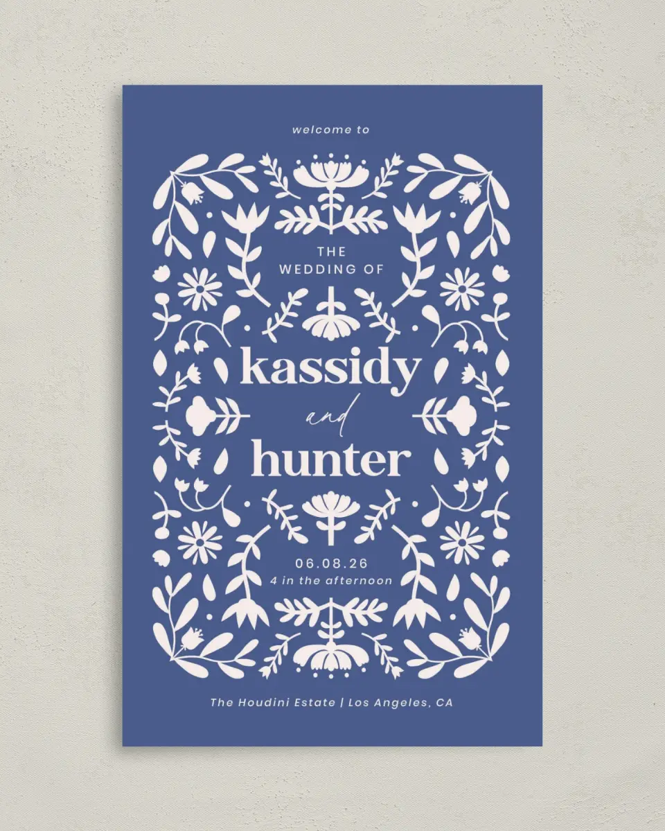 This is a 5" x 7⅞" Folded Half-fold Wedding Program called The Kassidy printed in full color on Premium Smooth paper